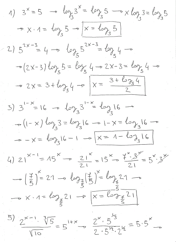 Equazioni esponenziali con logaritmi 1 a